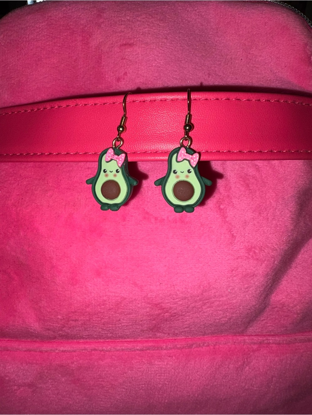 handmade Avocado Earrings with bows on them!!